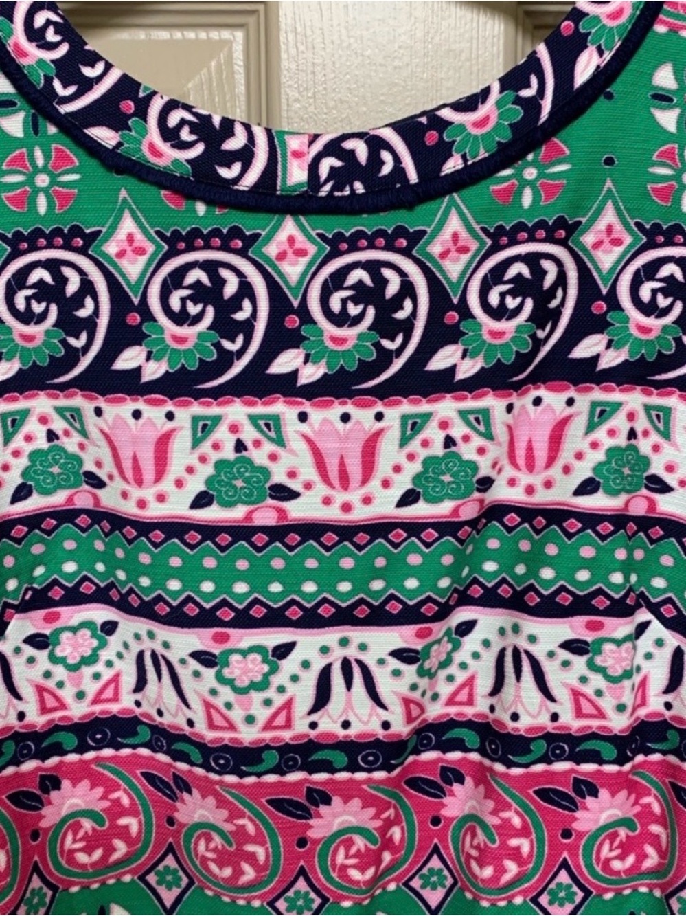 Talbots Green, Pink & Navy Patterned Midi Dress